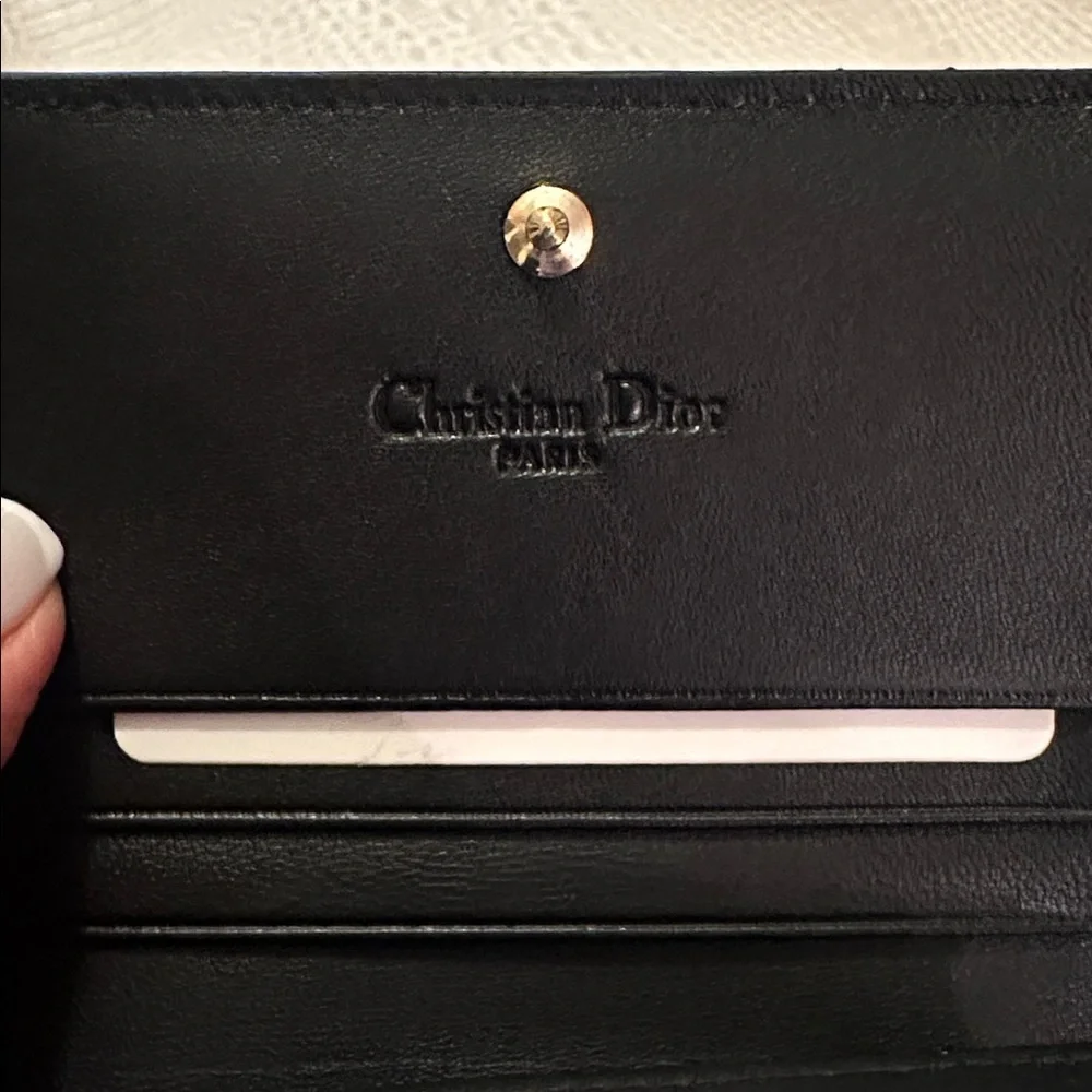 Dior Shiny Black Quilted Wallet